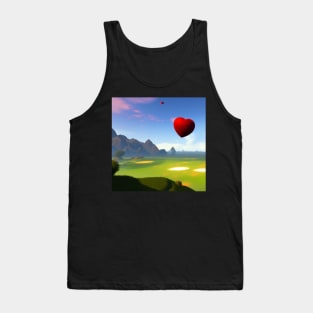 Valentine Wall Art - Two hearts flying - Unique Valentine Fantasy Planet Landsape - Photo print, canvas, artboard print, Canvas Print and T shirt Tank Top